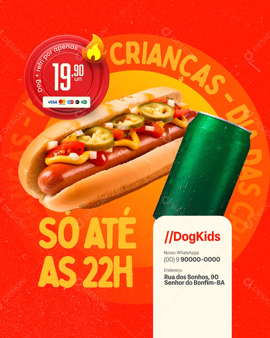 Dogueria Dia das Crianças Só Até As 22H Social Media PSD Editável