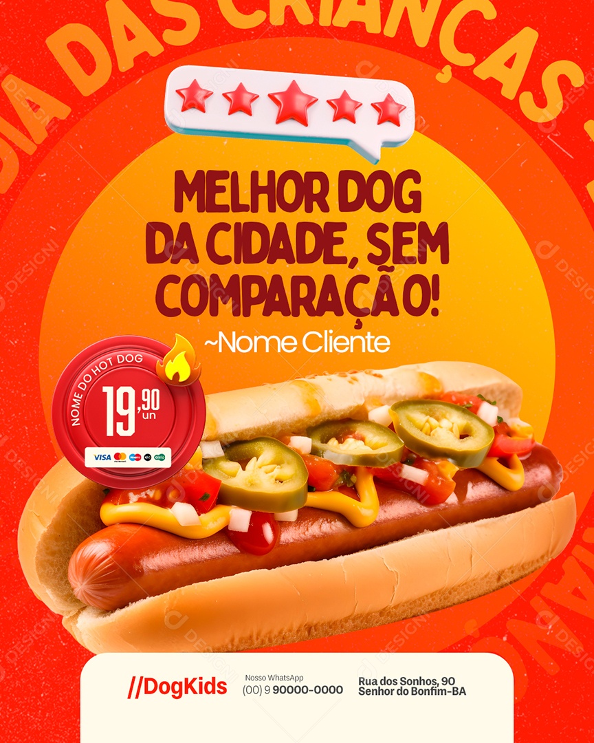 Dogueria Melhor Dog da Cidade Sem Comparação Social Media PSD Editável