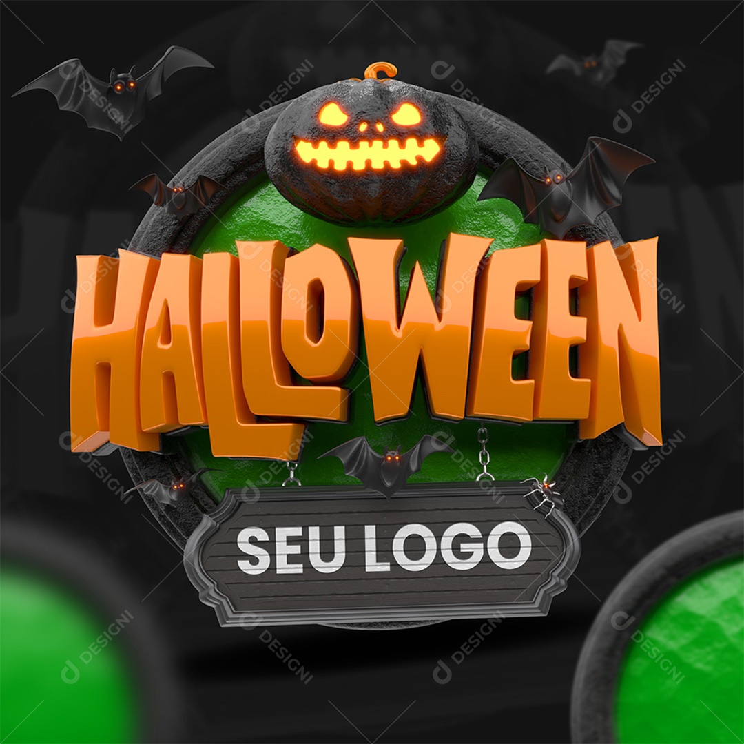 Halloween Selo 3D para Composição PSD