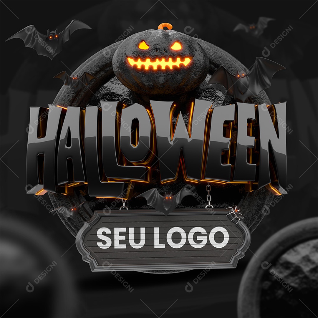 Halloween Selo 3D para Composição PSD