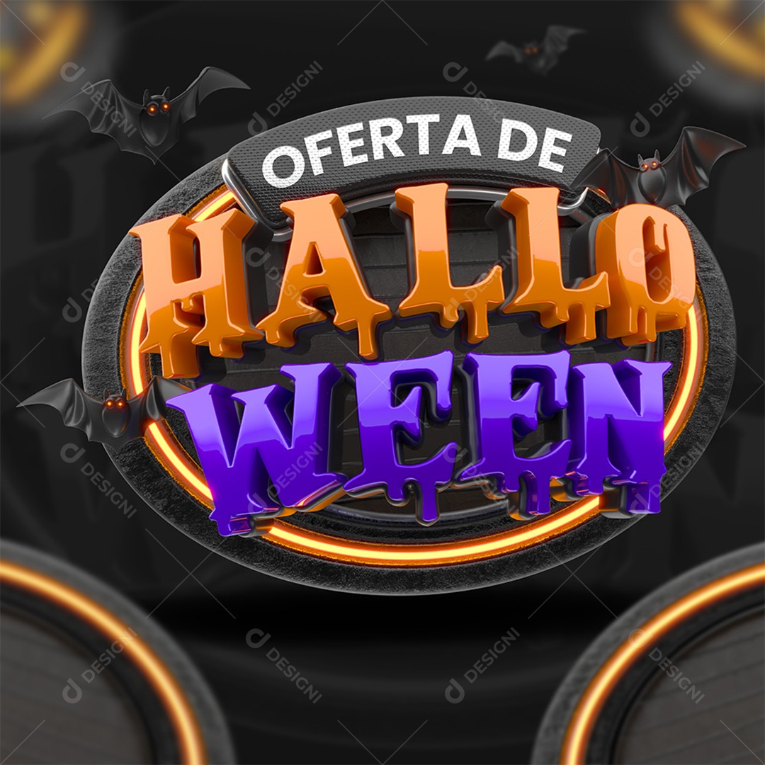 Oferta de Halloween Selo 3D para Composição PSD