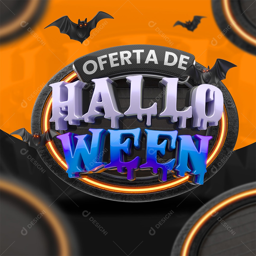 Oferta de Halloween Selo 3D para Composição PSD