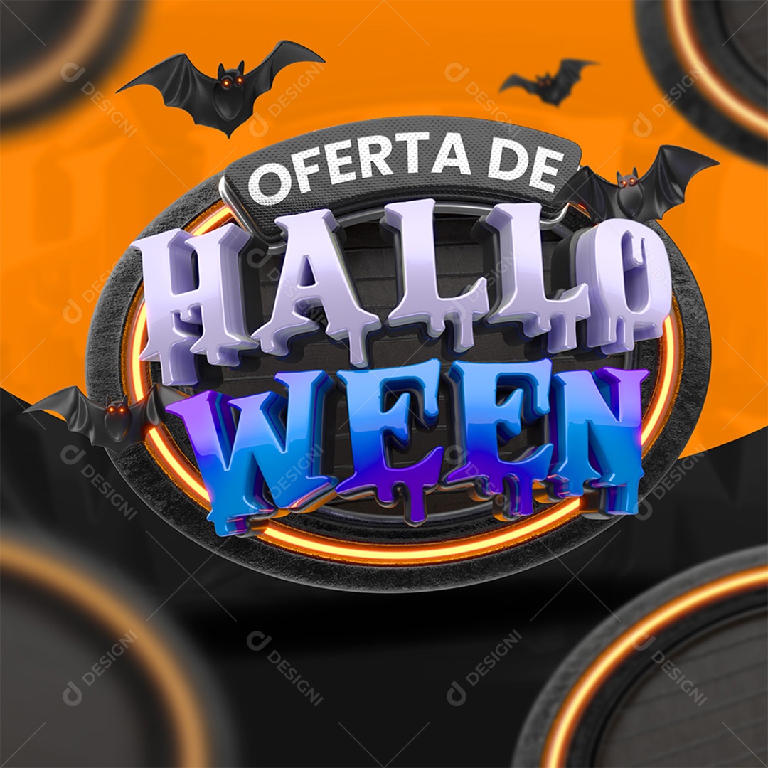 Oferta de Halloween Selo 3D para Composição PSD