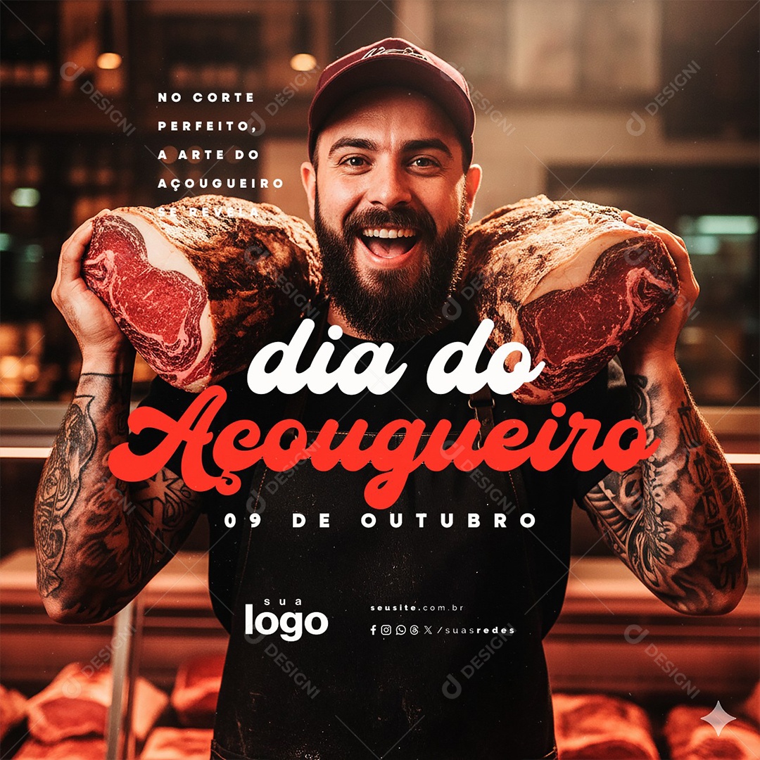 Dia do Açougueiro 09 de Outubro No Corte Perfeito Social Media PSD Editável