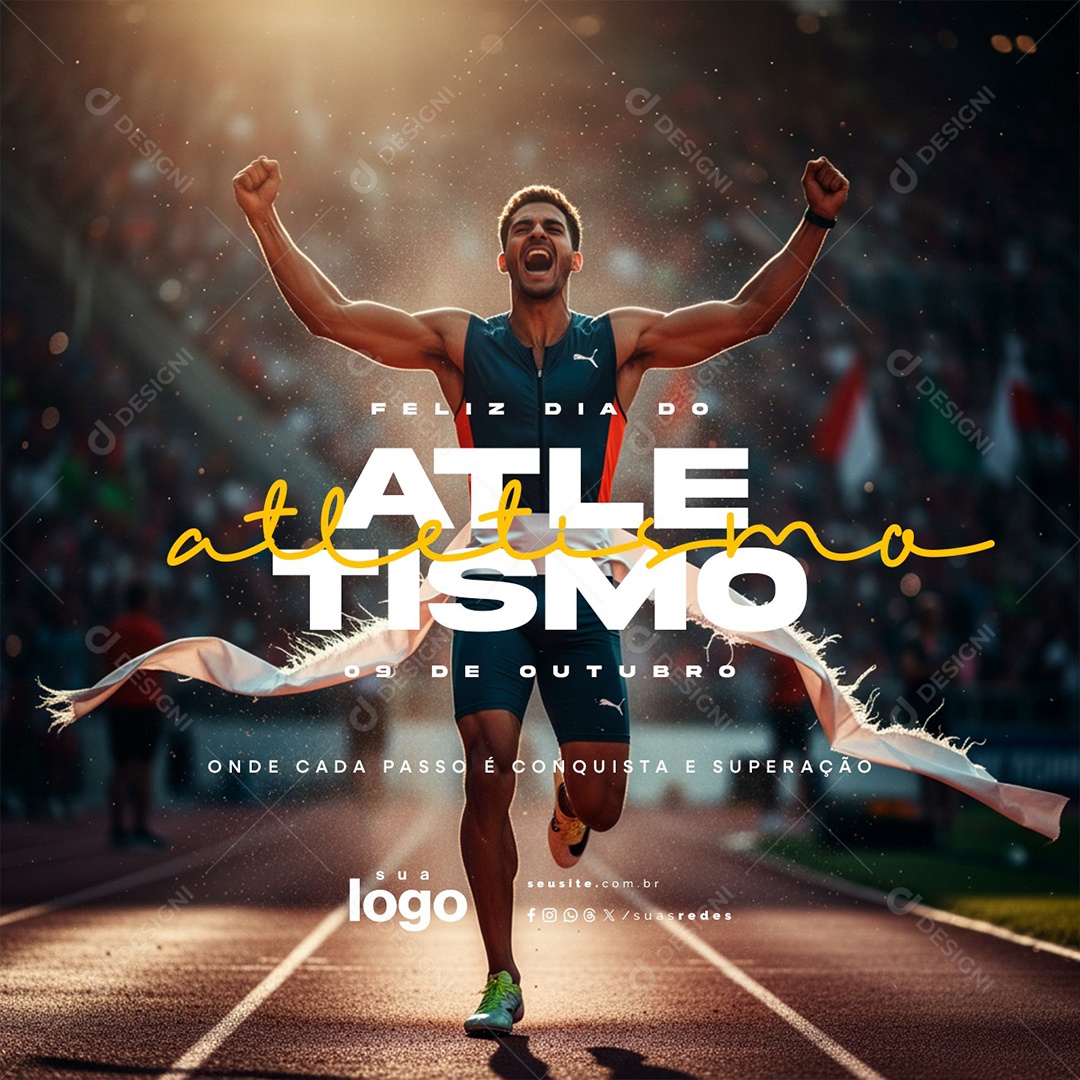 Feliz Dia do Atletismo 09 de Outubro Social Media PSD Editável