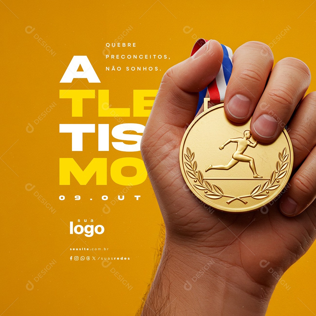 Dia do Atletismo 09 de Outubro Quebre Preconceitos Social Media PSD Editável