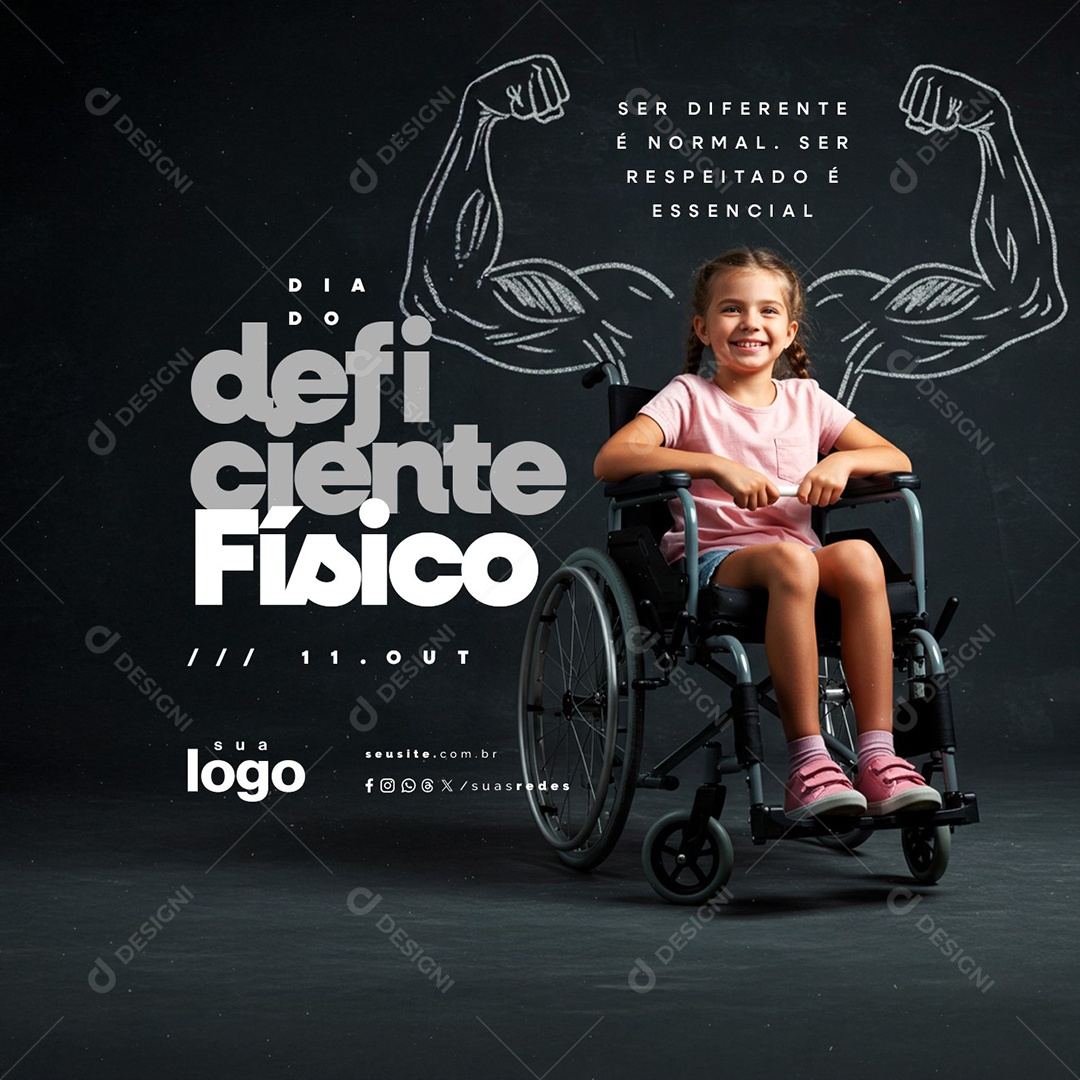 Dia do Deficiente Físico 11 de Outubro Social Media PSD Editável