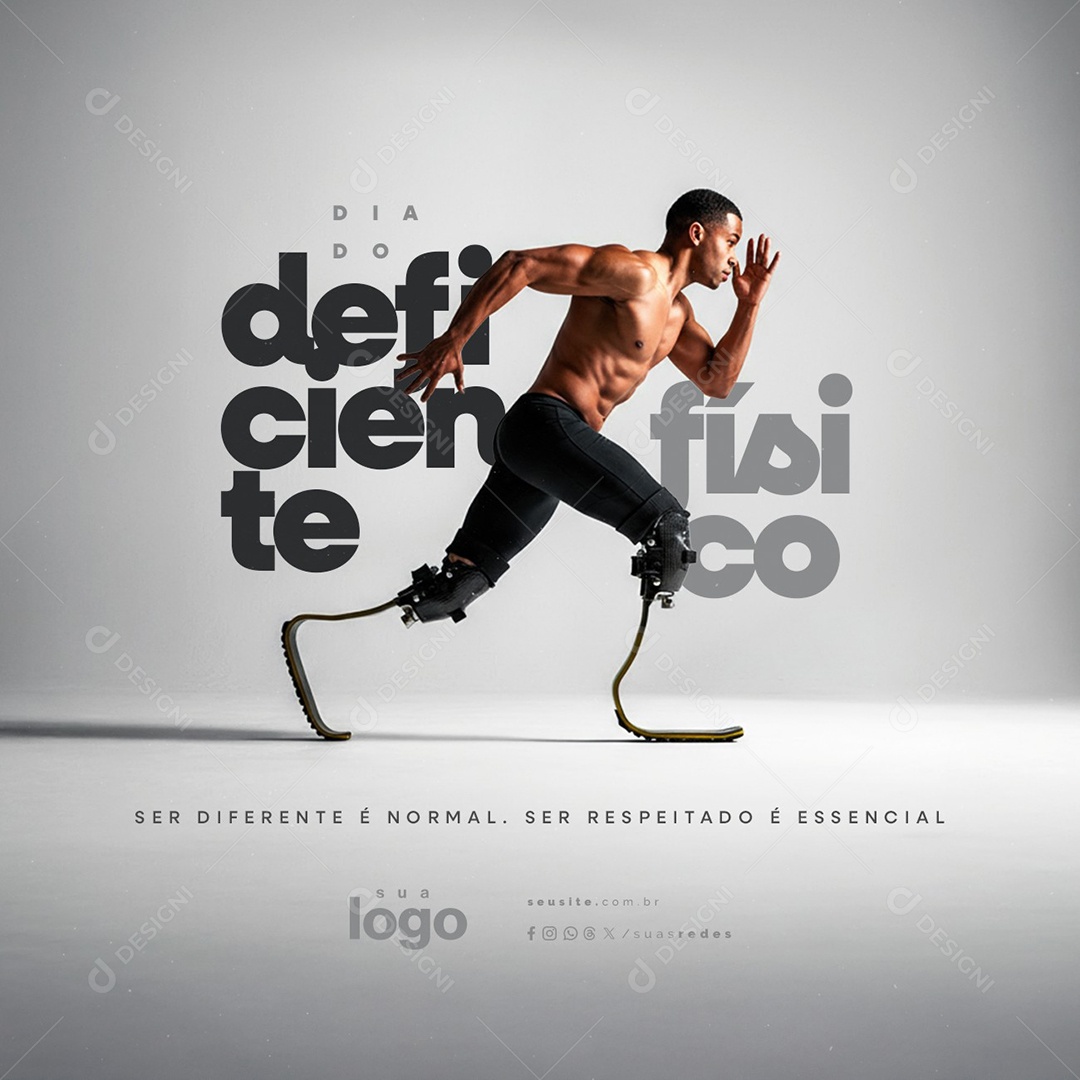 Dia do Deficiente Físico 11 de Outubro Ser Diferente é Normal Social Media PSD Editável