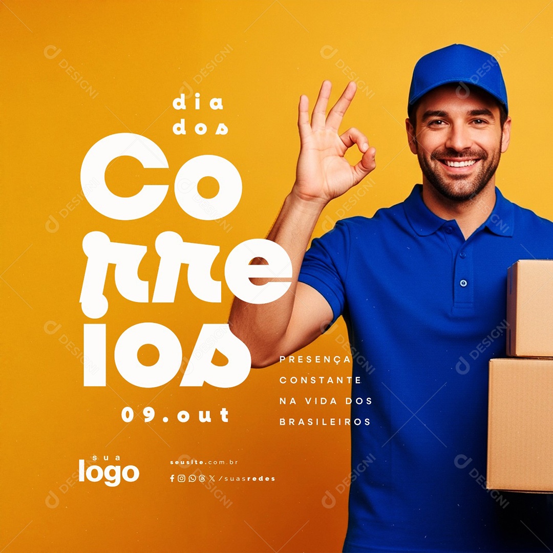 Dia dos Correios 09 de Outubro Social Media PSD Editável