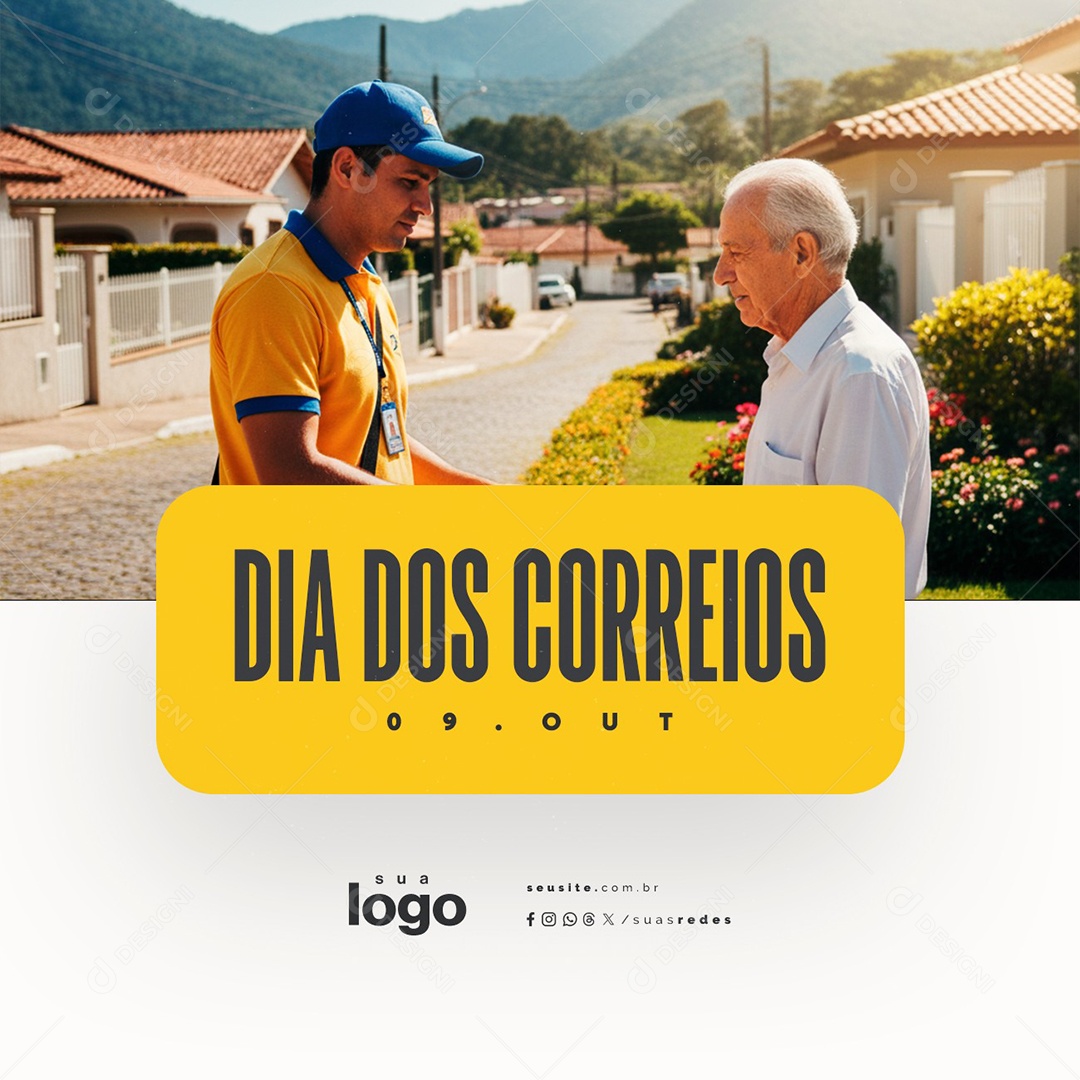 Dia dos Correios 09 de Outubro Social Media PSD Editável
