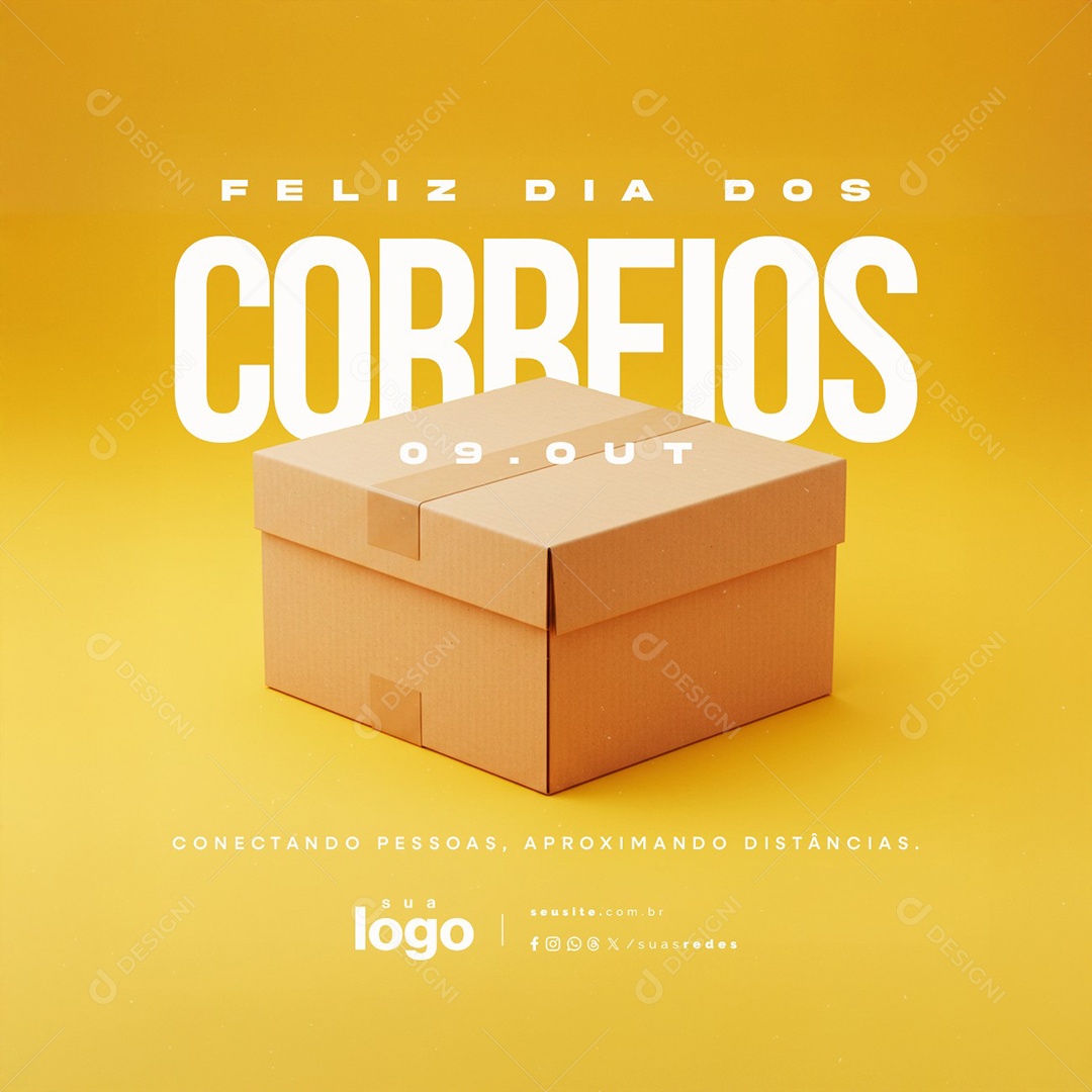 Feliz Dia dos Correios 09 de Outubro Social Media PSD Editável