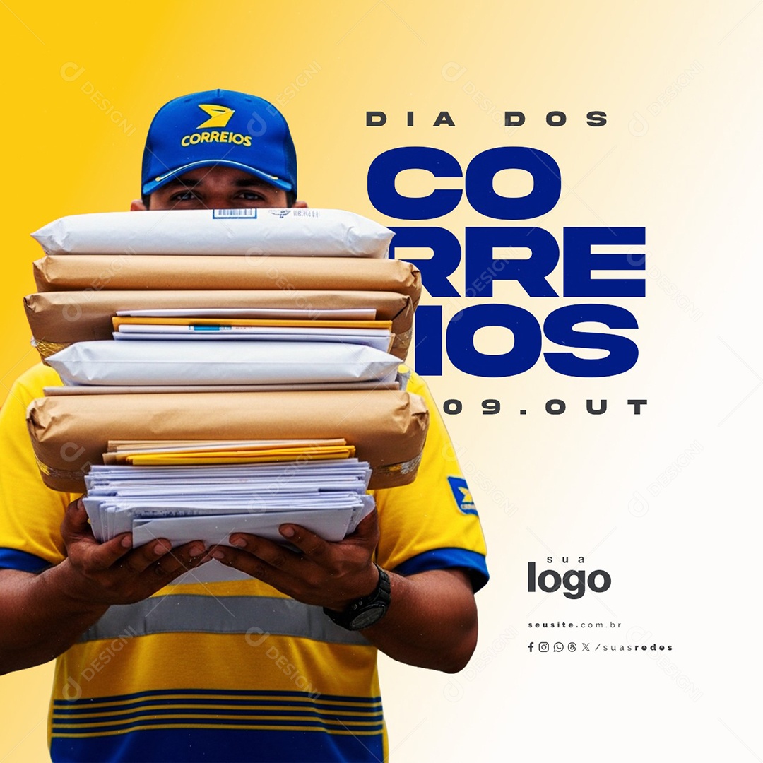 Dia dos Correios 09 de Outubro Social Media PSD Editável