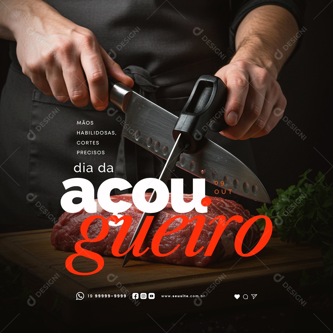 Dia do Açougueiro 09 de Outubro Social Media PSD Editável