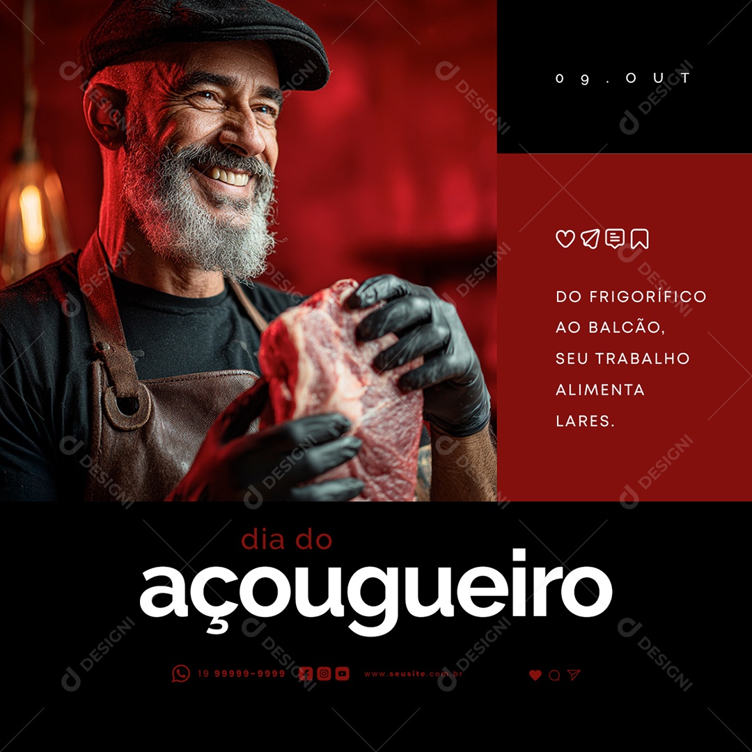 Dia do Açougueiro 09 de Outubro Do Frigorífico ao Balcão Social Media PSD Editável