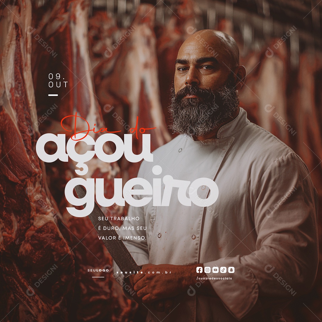 Dia do Açougueiro 09 de Outubro Social Media PSD Editável