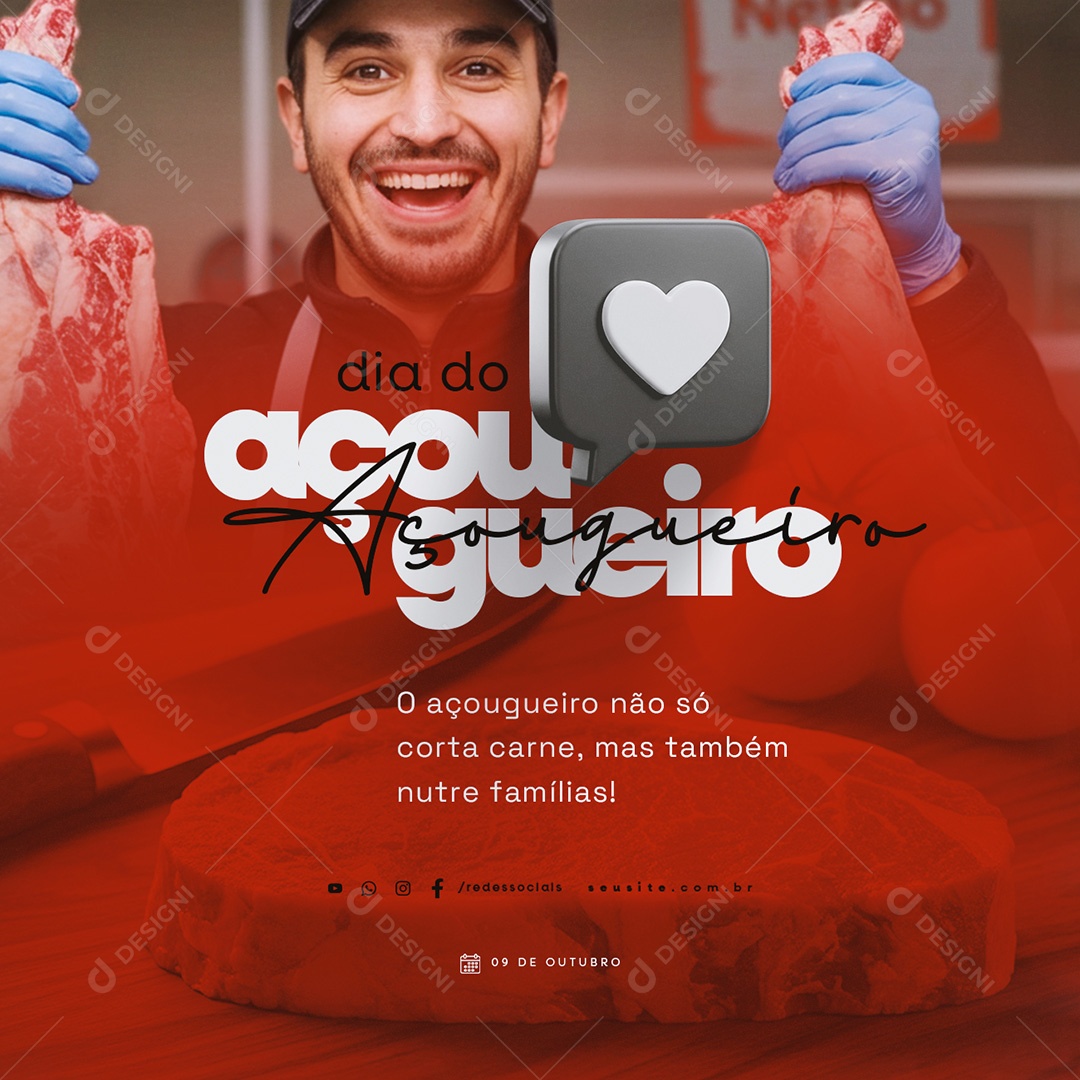 Dia do Açougueiro 09 de Outubro Nutre Famílias Social Media PSD Editável
