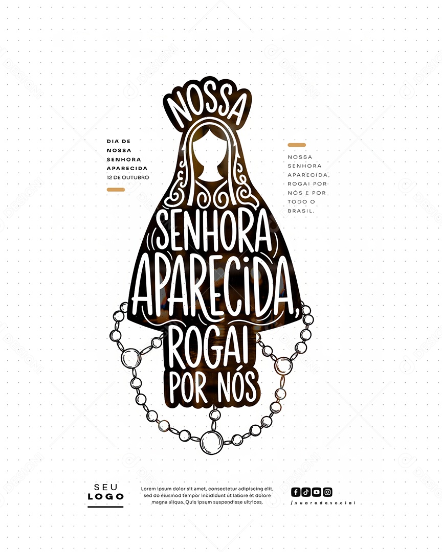 Dia de Nossa Senhora Aparecida 12 de Outubro RogaI Por Nós Social Media PSD Editável