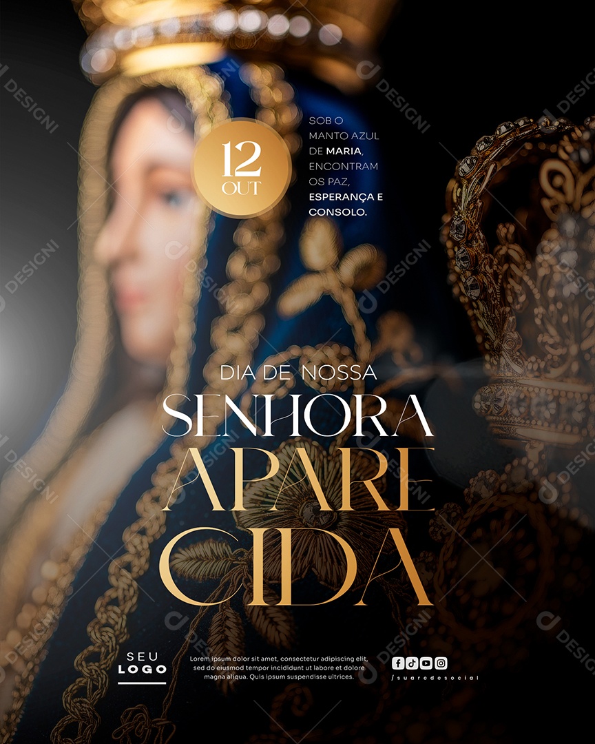 Dia de Nossa Senhora Aparecida 12 de Outubro Social Media PSD Editável