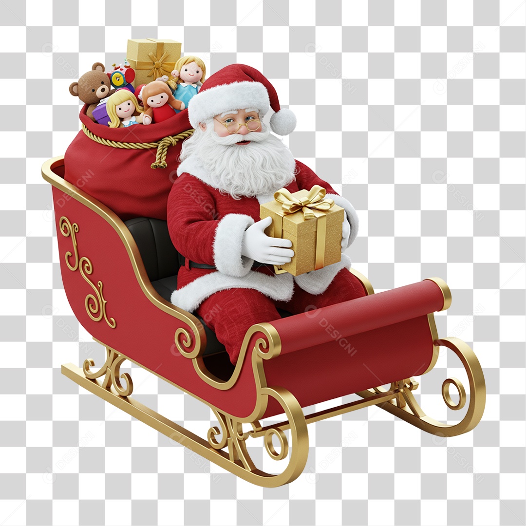 Papai Noel Trenó PNG Transparente
