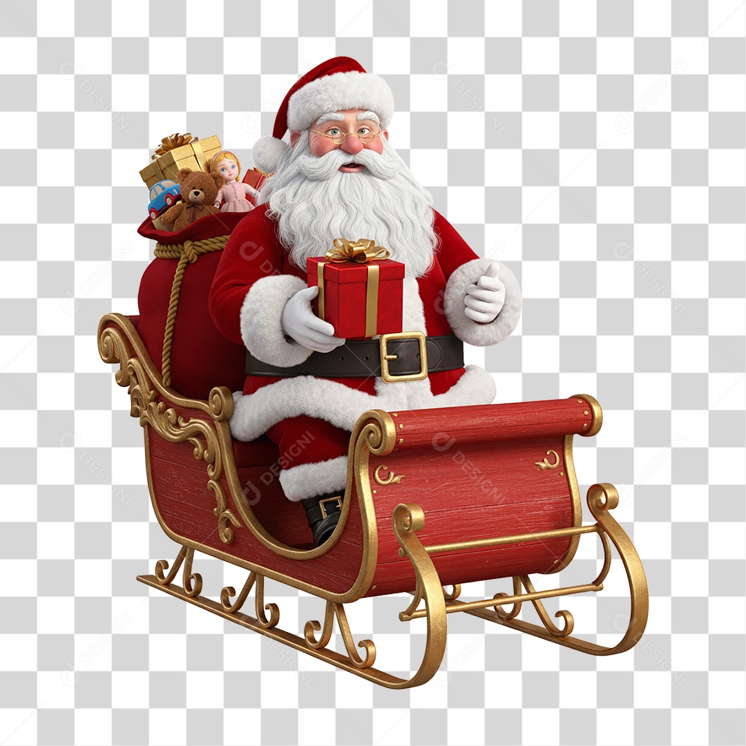 Papai Noel Trenó PNG Transparente