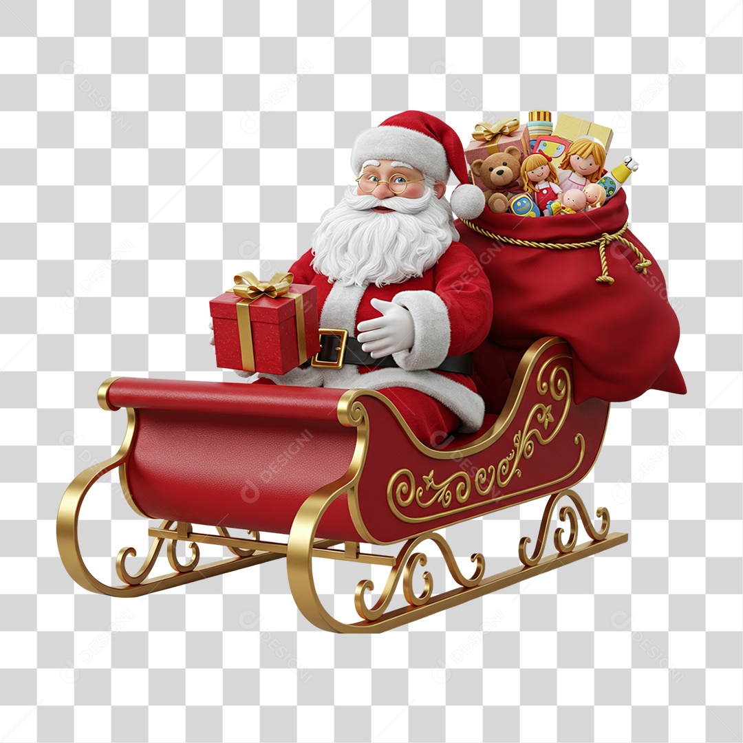 Papai Noel Trenó PNG Transparente