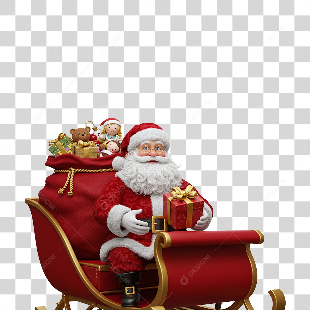 Papai Noel Trenó PNG Transparente
