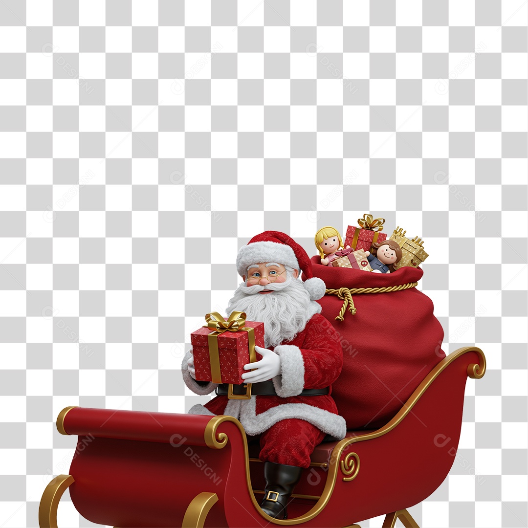 Papai Noel Trenó PNG Transparente