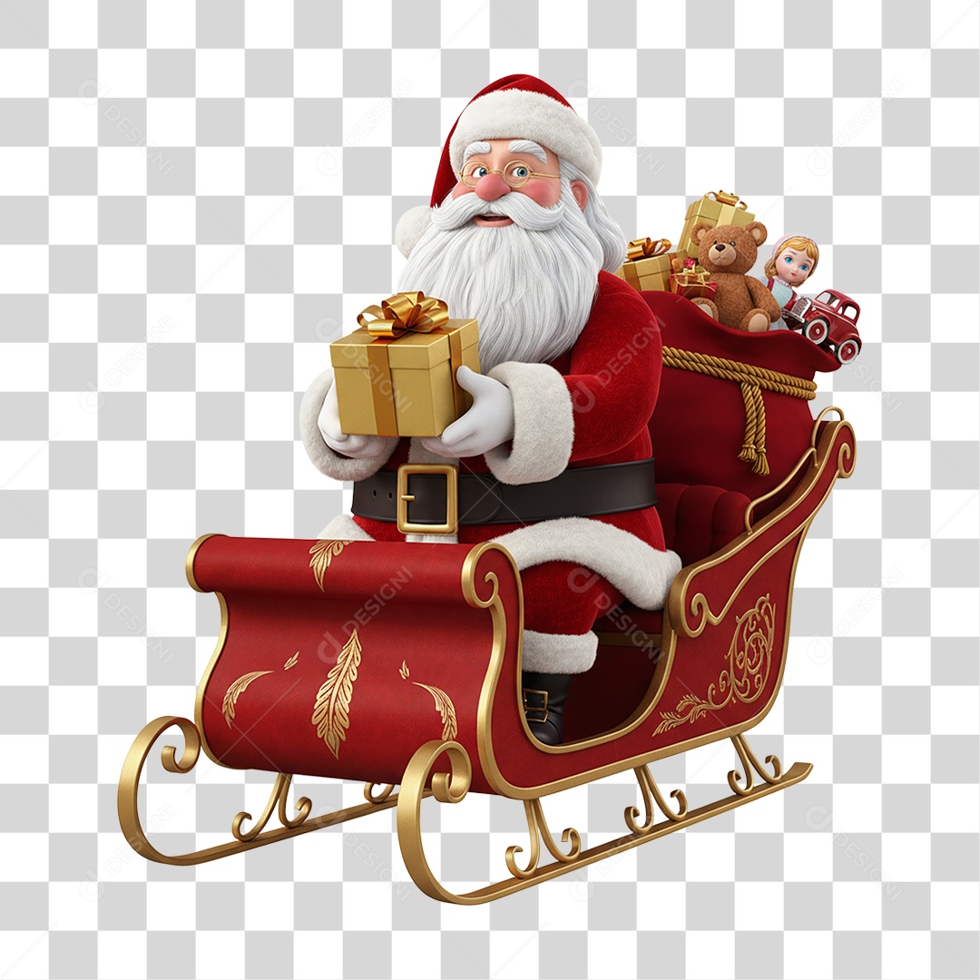Papai Noel Trenó PNG Transparente