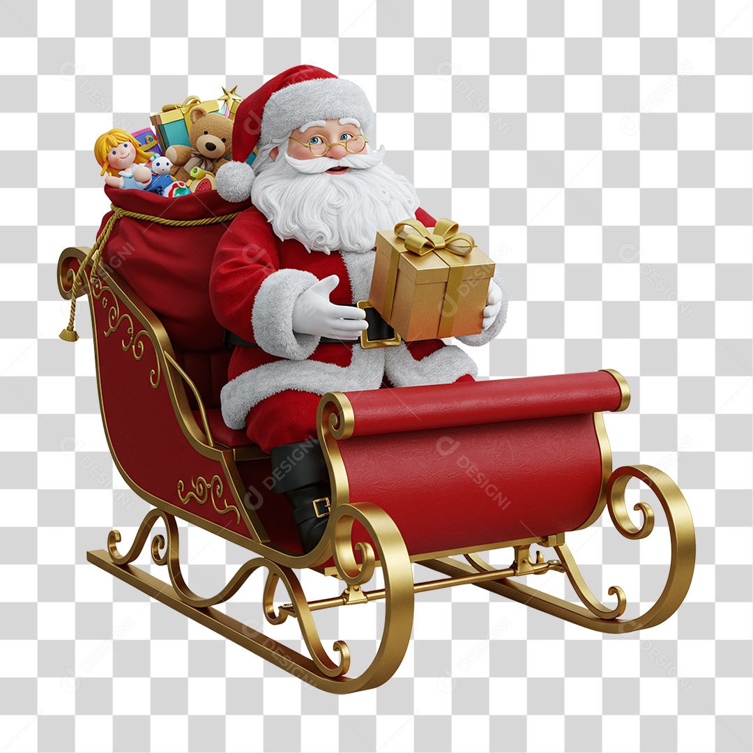 Papai Noel Trenó PNG Transparente