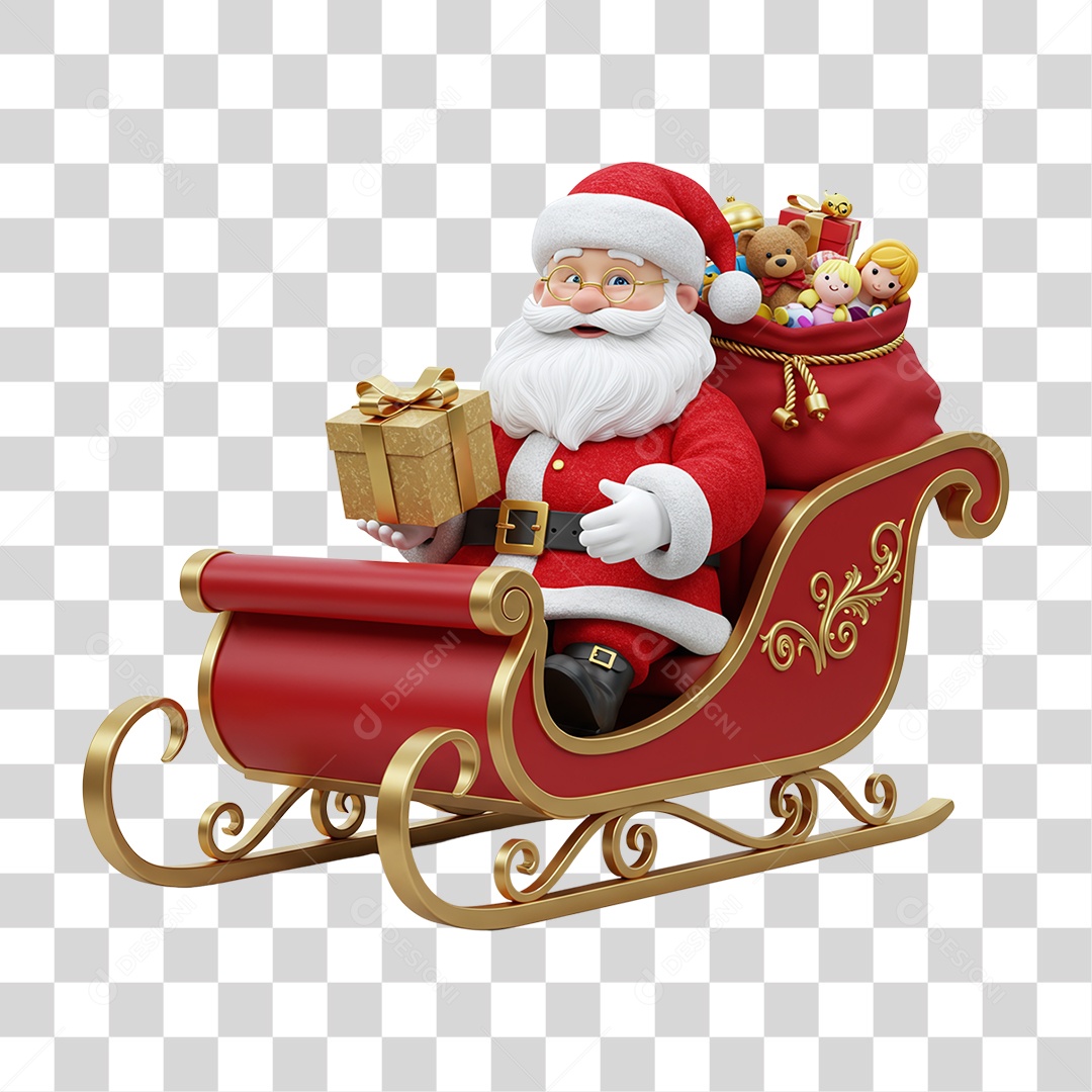Papai Noel Trenó PNG Transparente