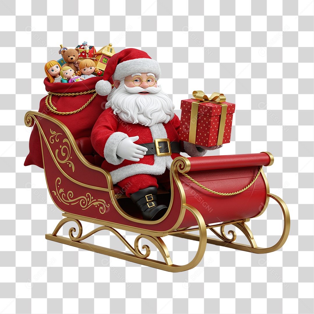 Papai Noel Trenó PNG Transparente