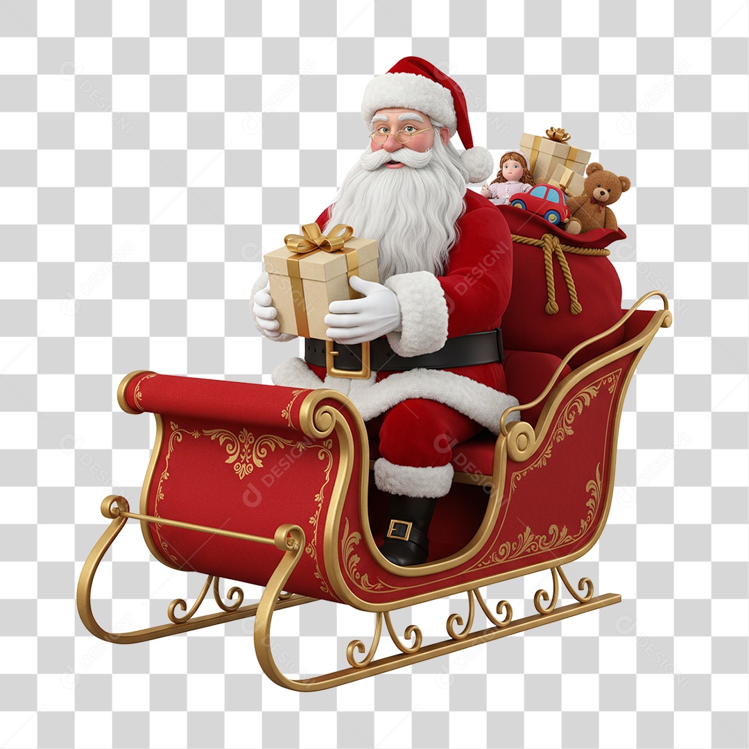 Papai Noel Trenó PNG Transparente