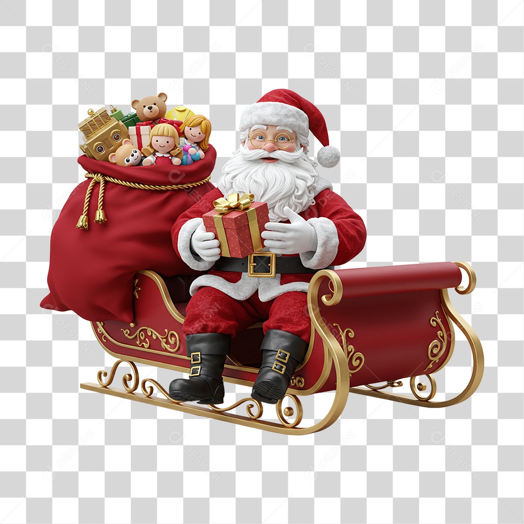 Papai Noel Trenó PNG Transparente