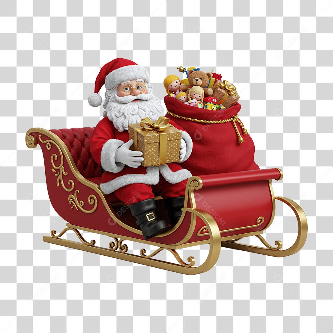 Papai Noel Trenó PNG Transparente