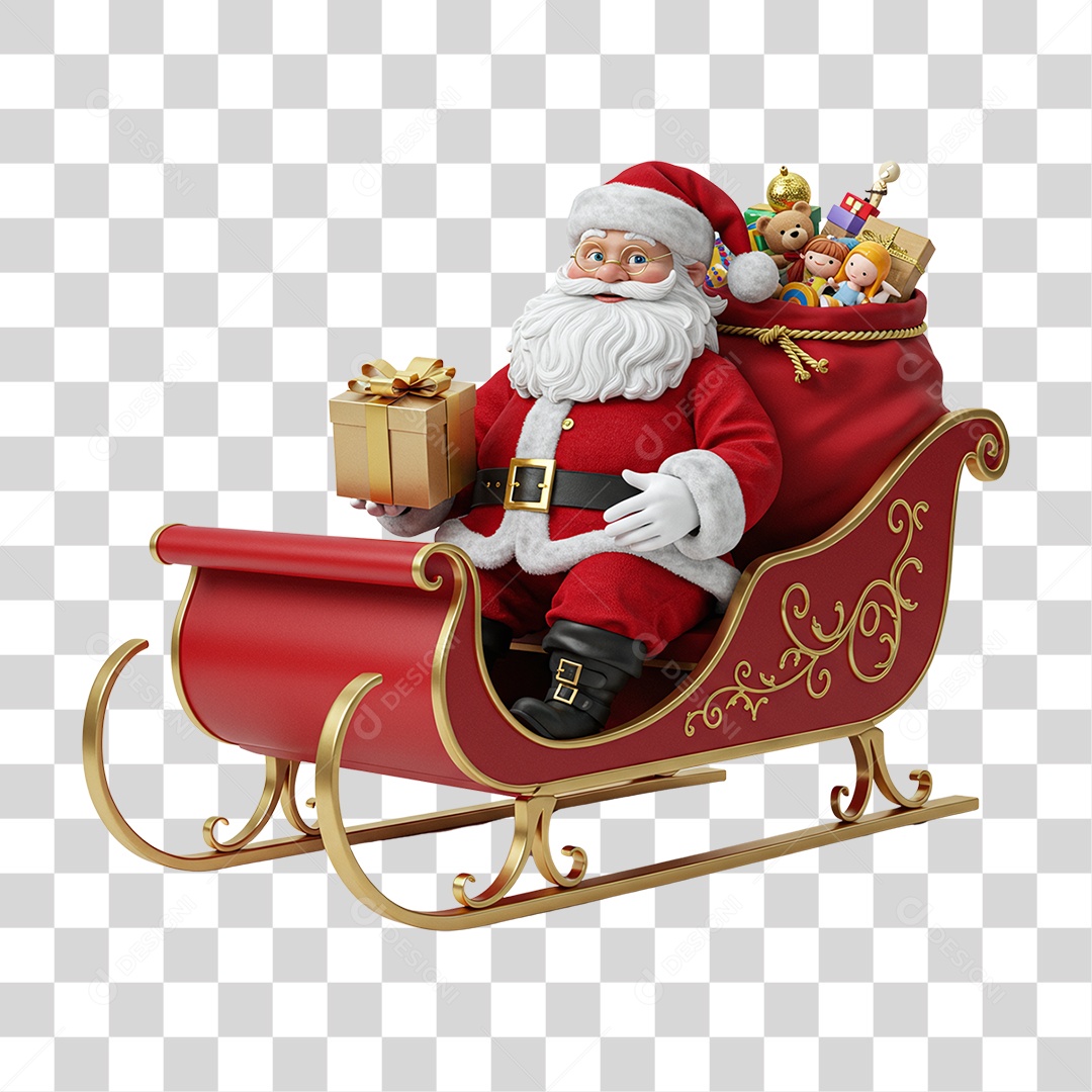 Papai Noel Trenó PNG Transparente