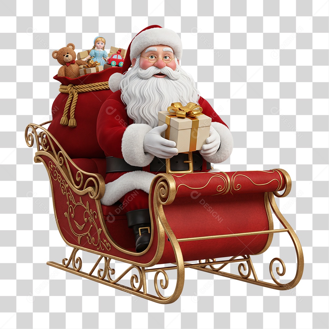 Papai Noel Trenó PNG Transparente