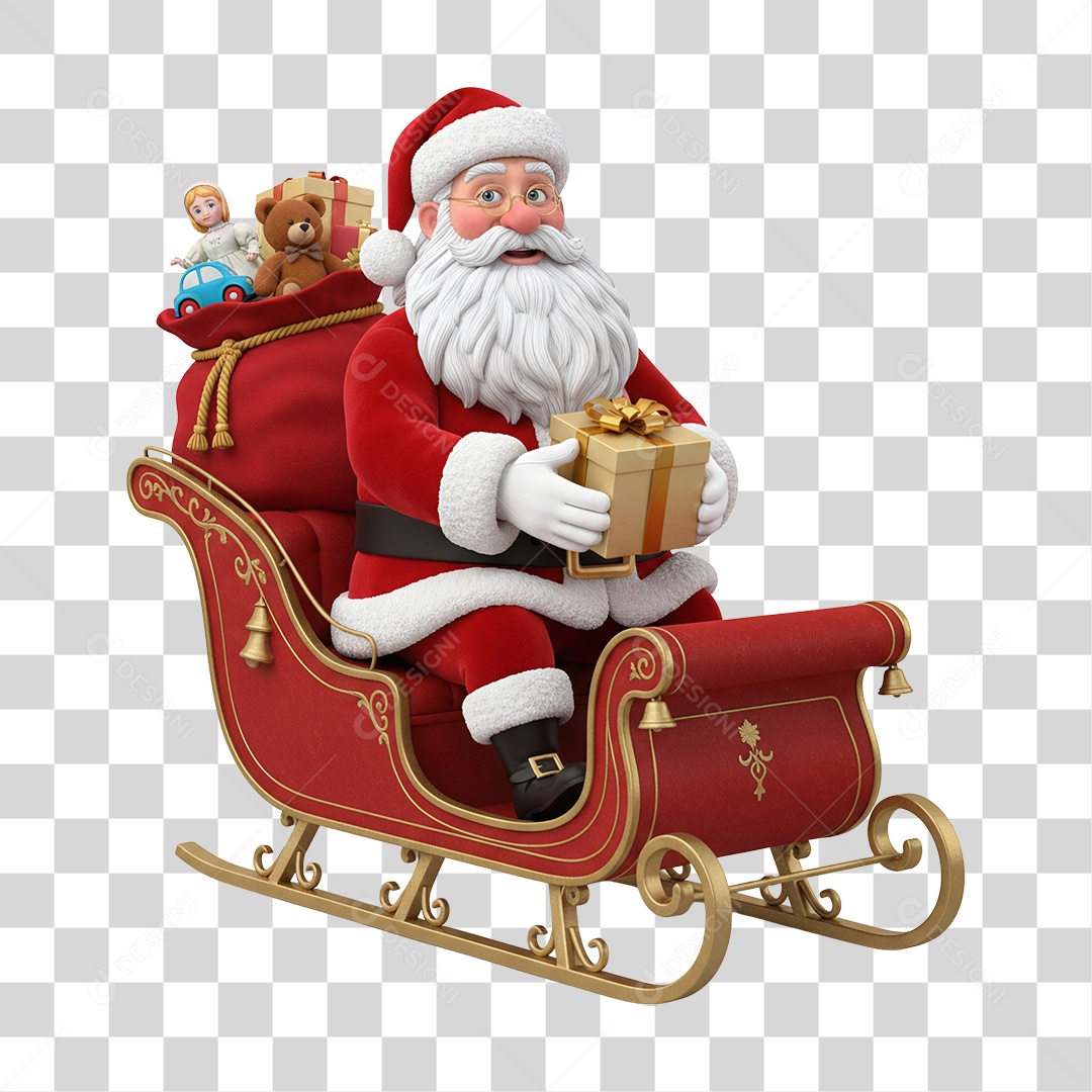 Papai Noel Trenó PNG Transparente