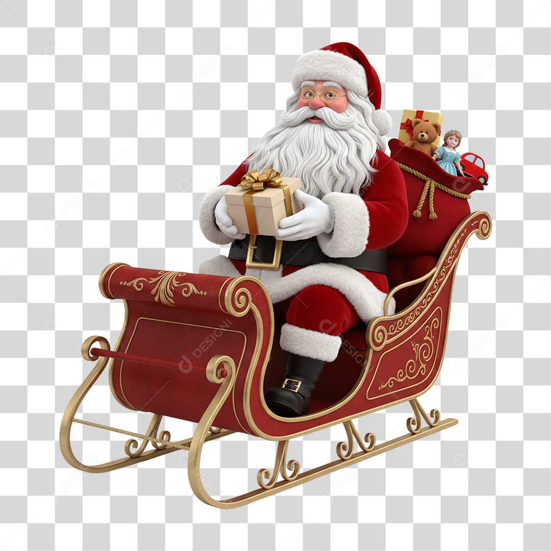 Papai Noel Trenó PNG Transparente