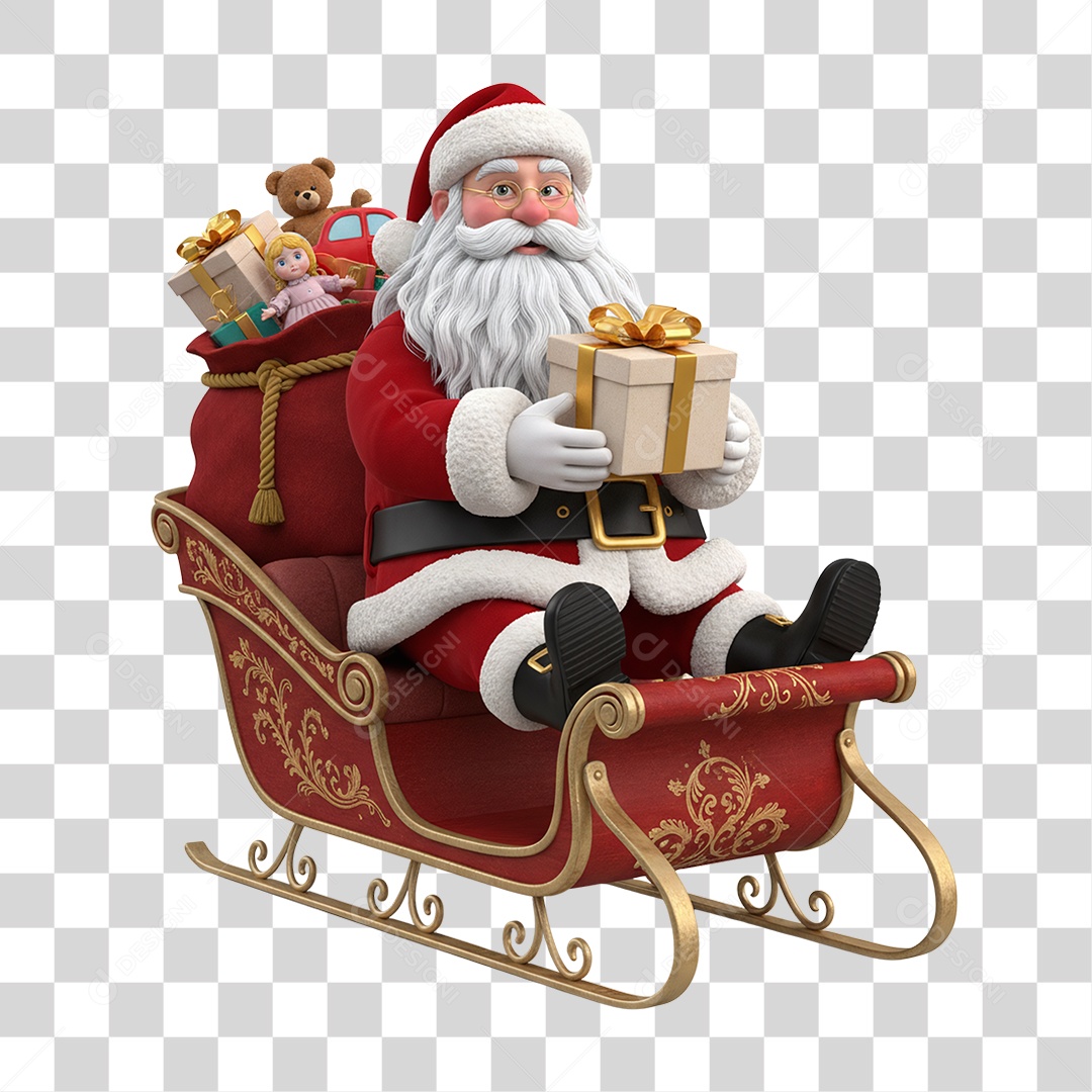 Papai Noel Trenó PNG Transparente