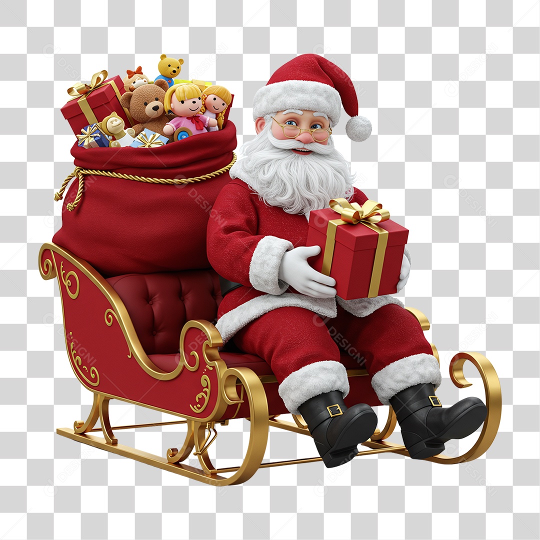 Papai Noel Trenó PNG Transparente