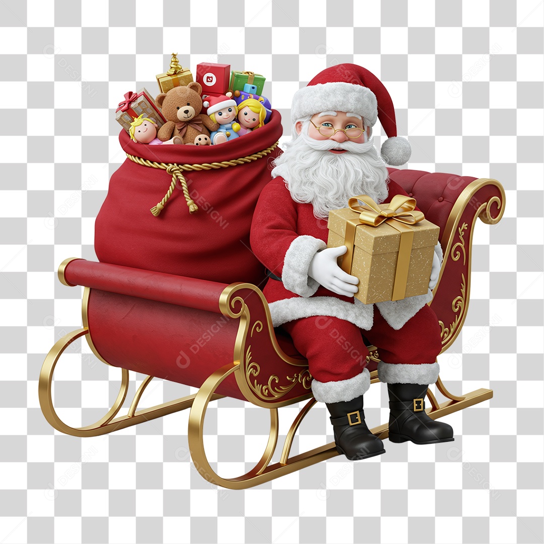 Papai Noel Trenó PNG Transparente
