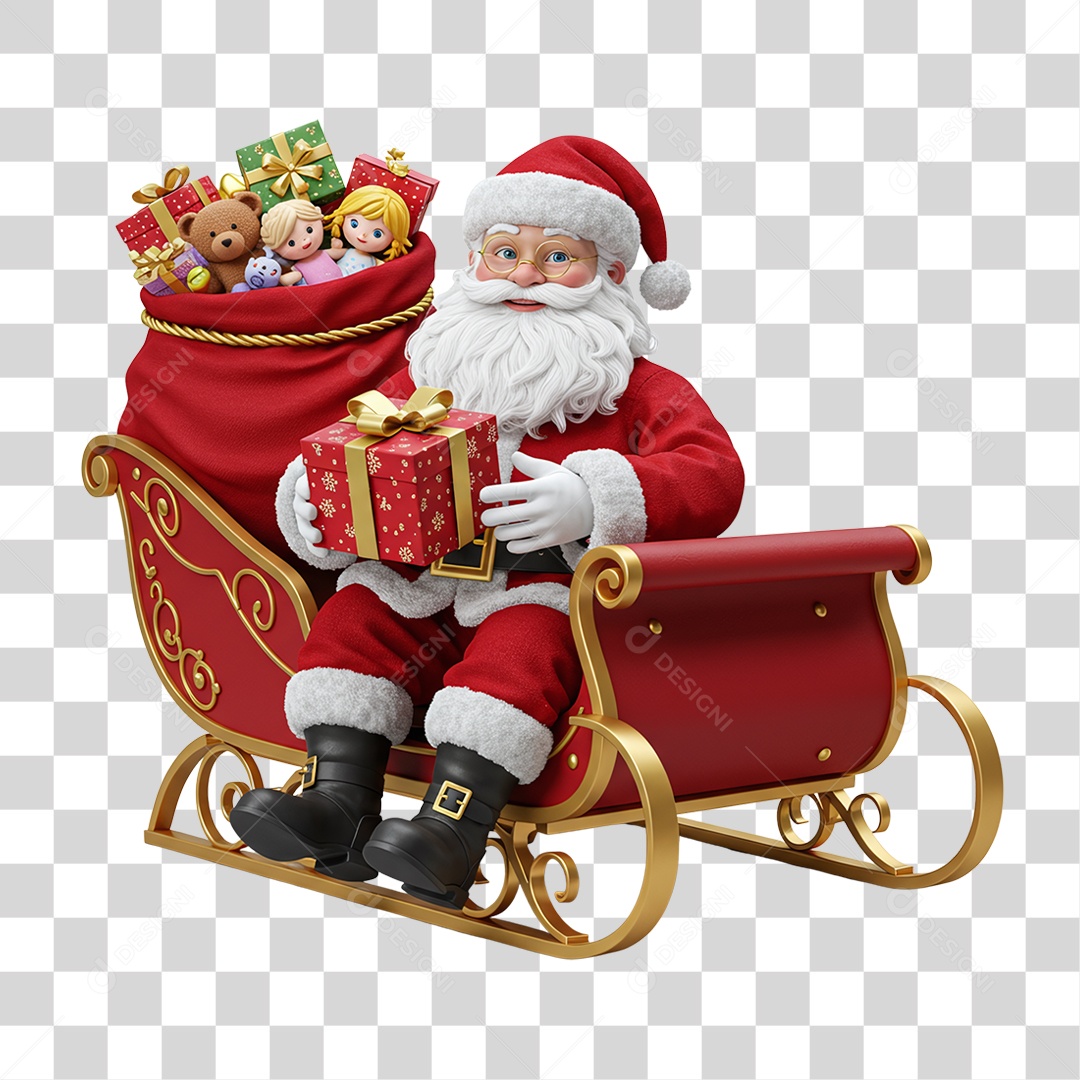 Papai Noel Trenó PNG Transparente