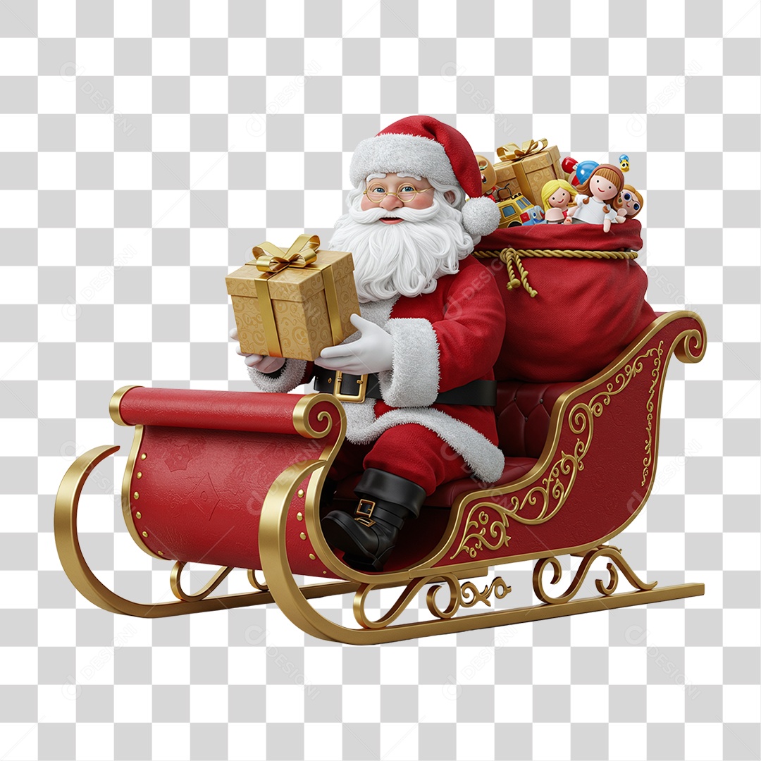 Papai Noel Trenó PNG Transparente