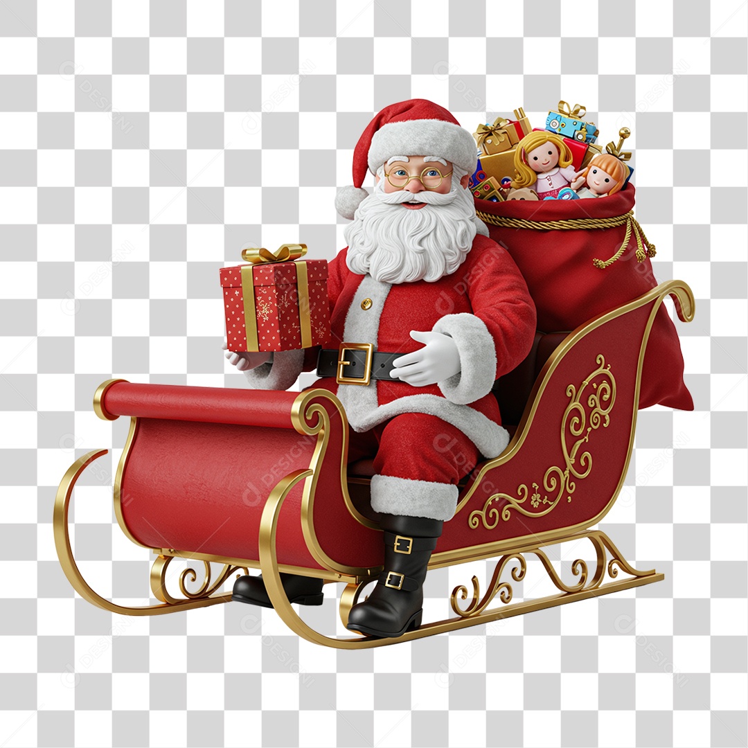 Papai Noel Trenó PNG Transparente