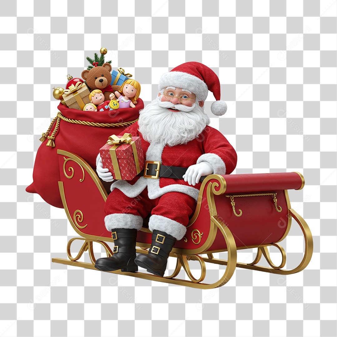 Papai Noel Trenó PNG Transparente
