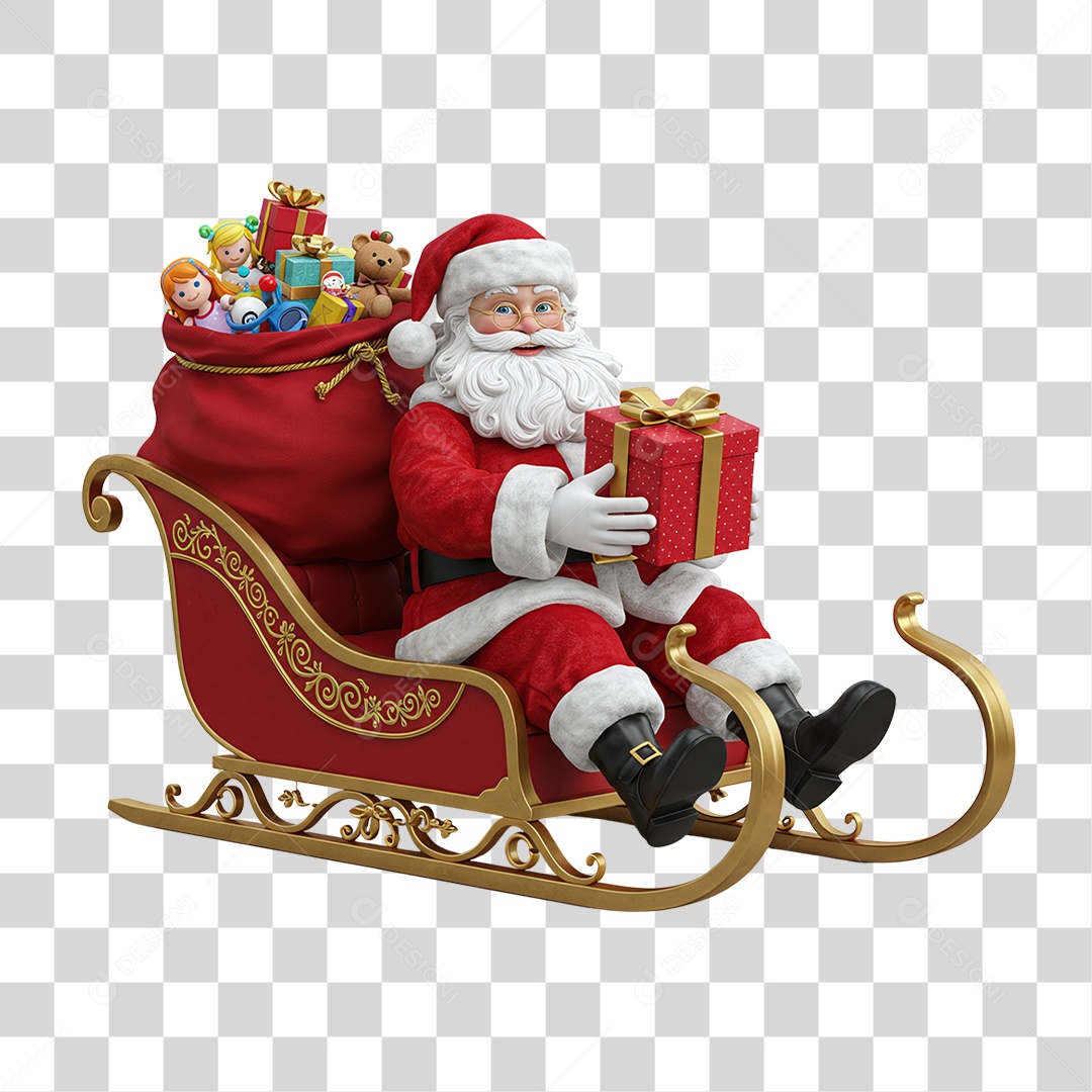 Papai Noel Trenó PNG Transparente