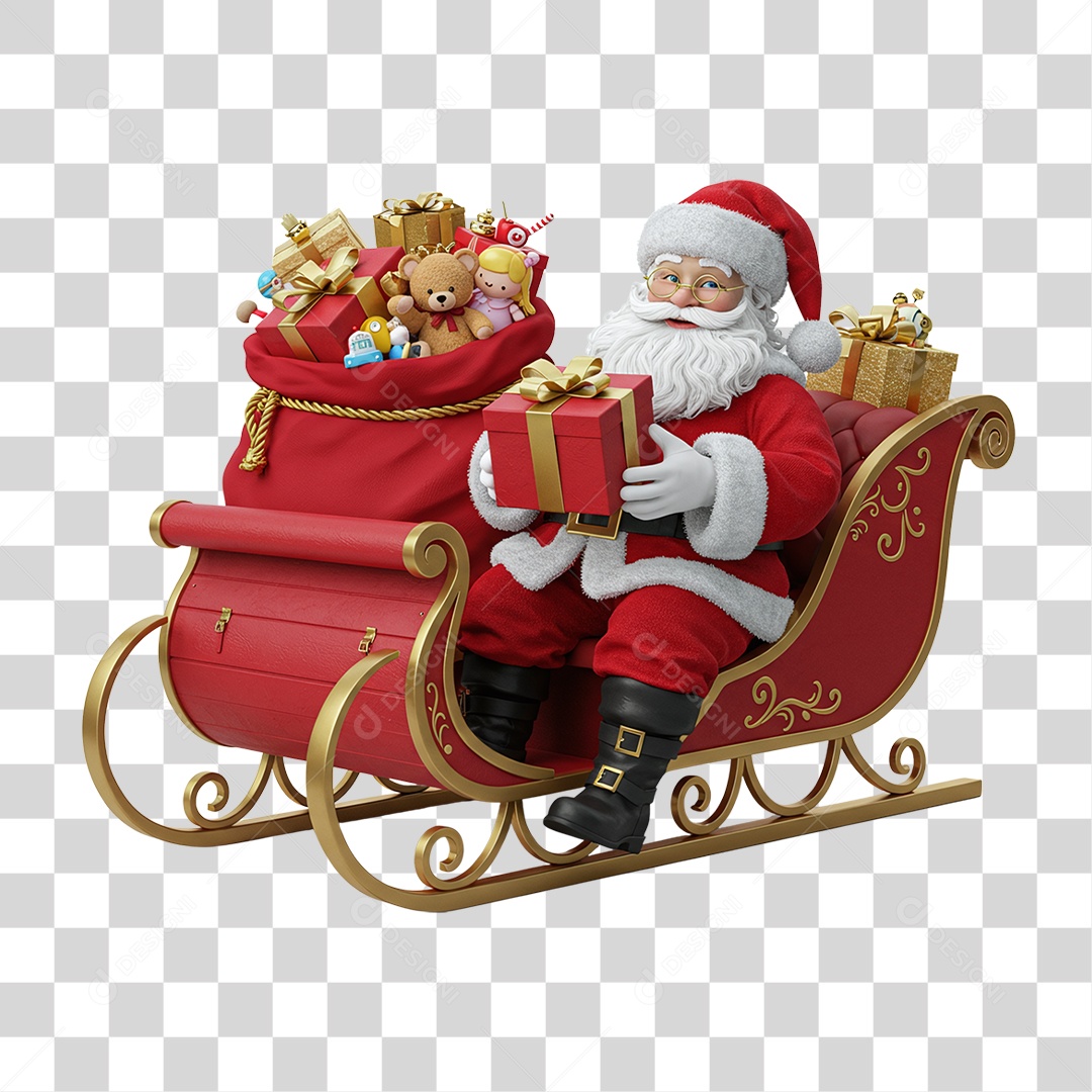 Papai Noel Trenó PNG Transparente