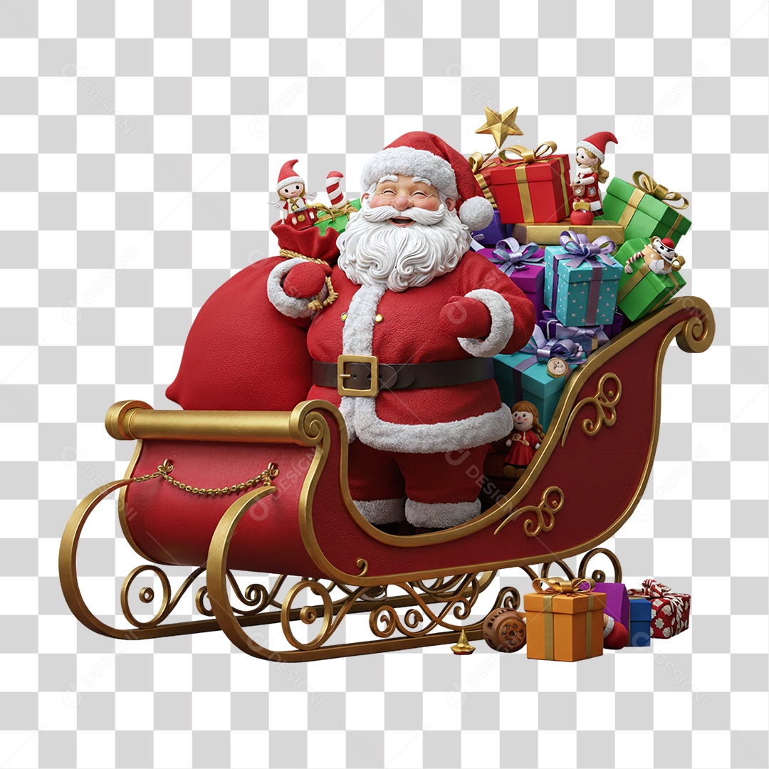 Papai Noel Trenó PNG Transparente
