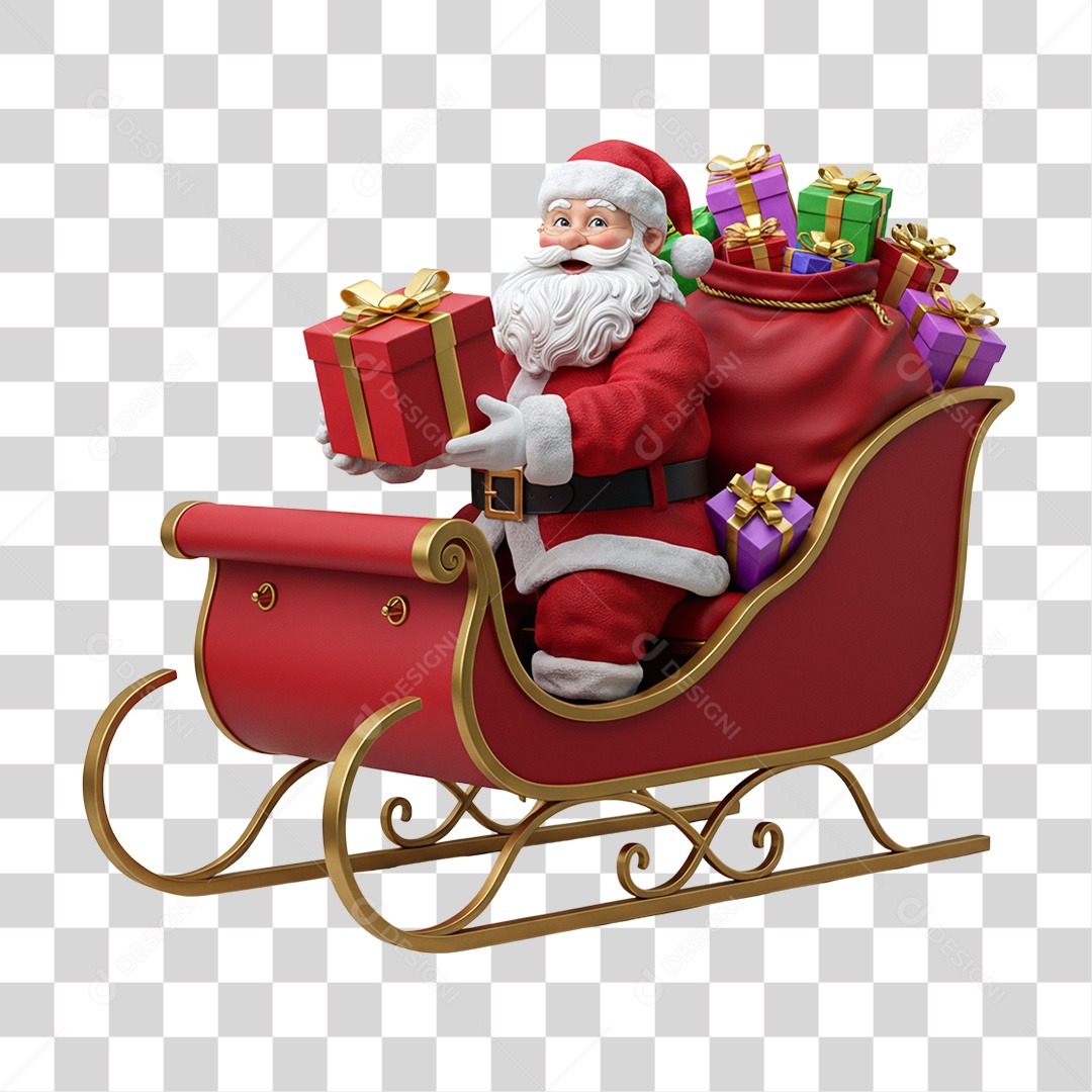 Papai Noel Trenó PNG Transparente