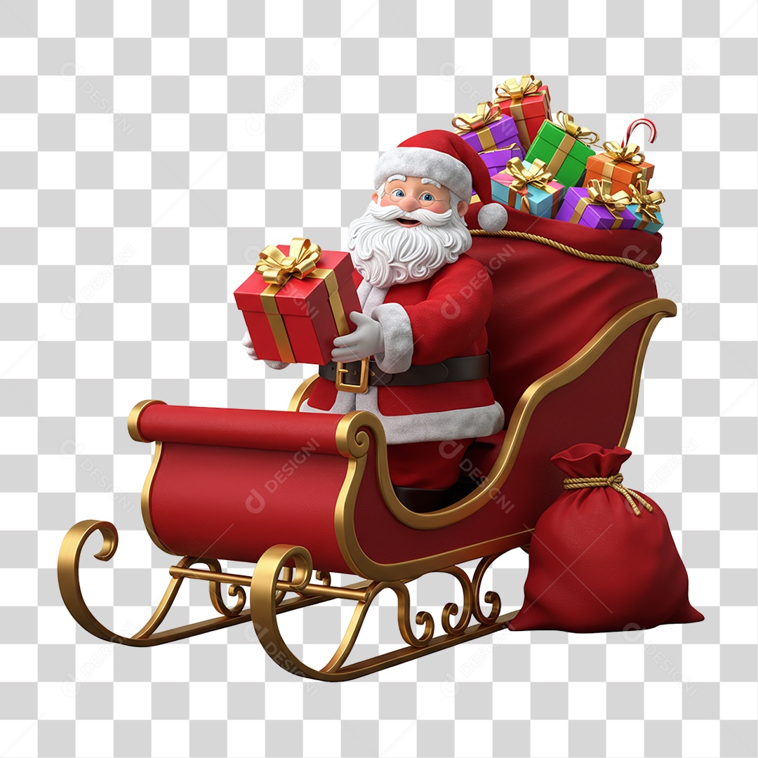 Papai Noel Trenó PNG Transparente